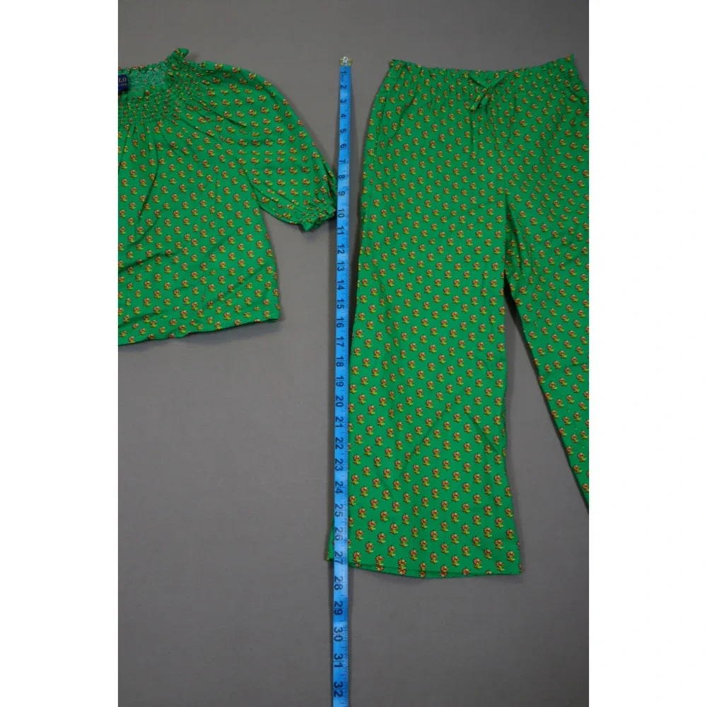 Polo Ralph Lauren Girl's Floral Smocked Cotton Top and‎ Pant Set Size 7